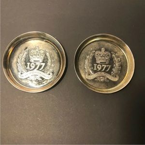 Queen Elizabeth’s 1977 Silver Jubilee Silver Plated coasters.